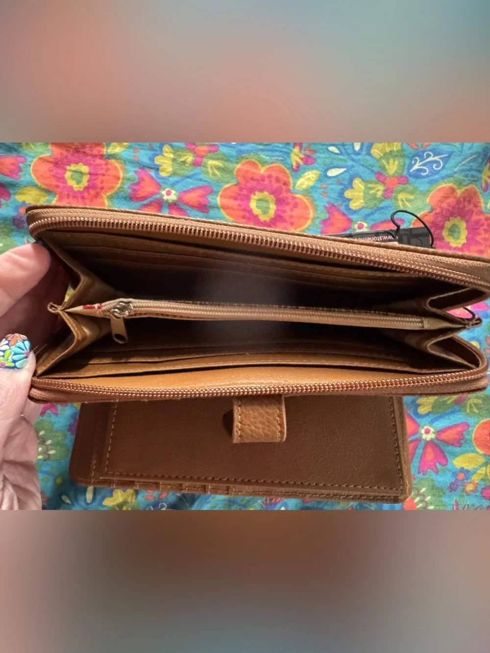Stone Mountain Tan Leather Zip-Around Clutch Wallet
